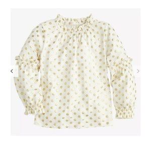 J Crew Elaine Bubble Top with Gold Polka Dots